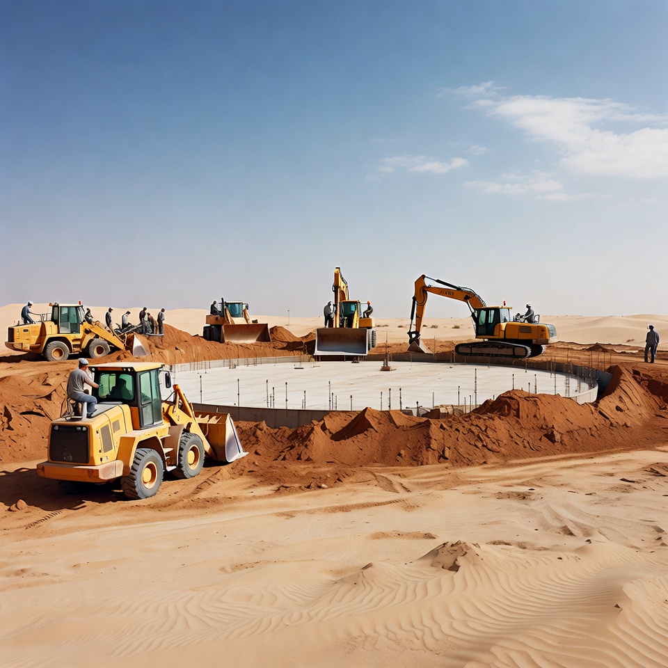 Construction site in desert landscape Construction site in desert landscape
