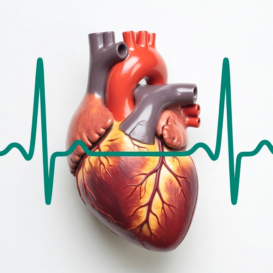 Human heart model with heartbeat line Human heart model with heartbeat line