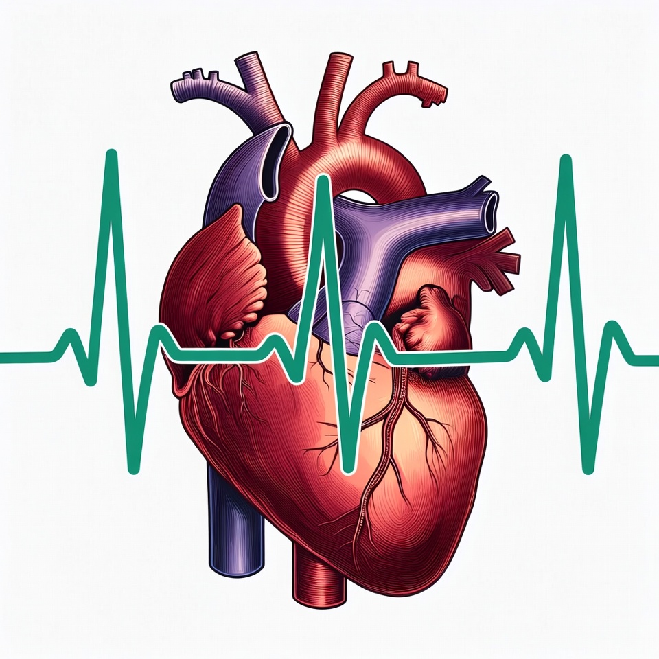 Heart anatomy with heartbeat line Heart anatomy with heartbeat line