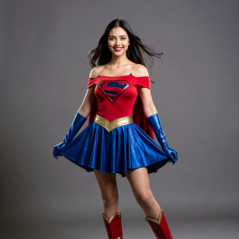 Superhero posing in studio setting Superhero posing in studio setting