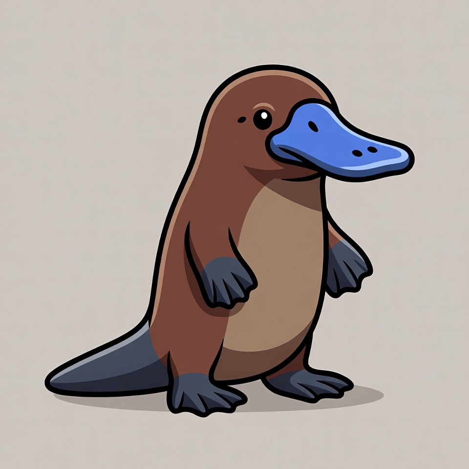 Cartoon platypus standing on two feet Cartoon platypus standing on two feet