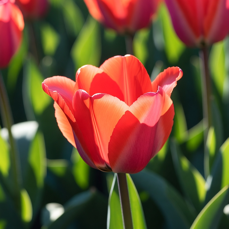 Bright red tulip in spring garden Bright red tulip in spring garden