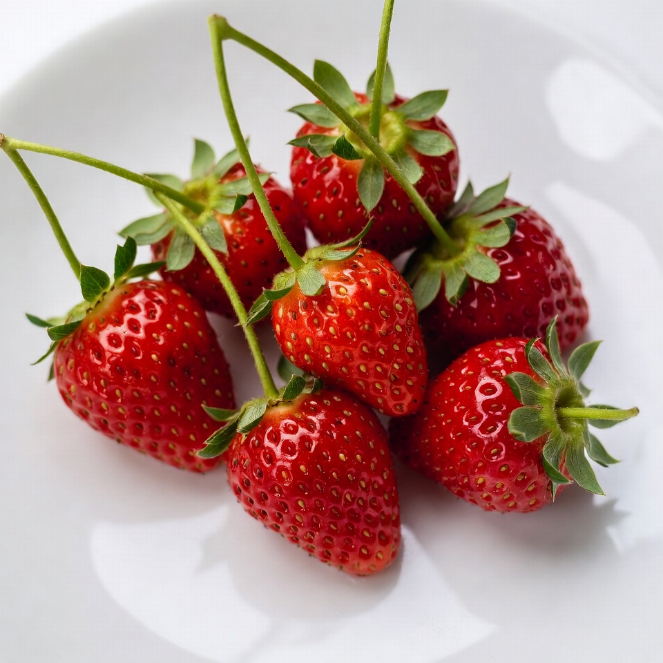 Fresh strawberries on a white plate Fresh strawberries on a white plate