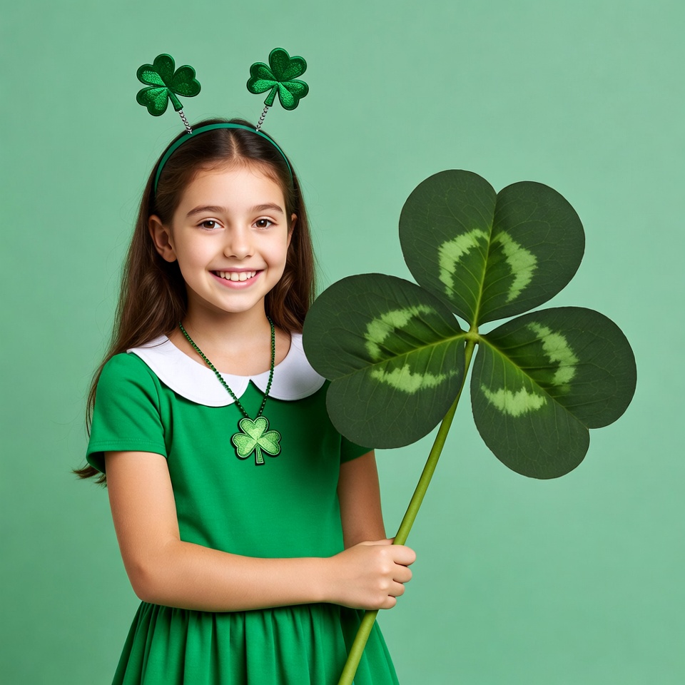 Girl in green dress with clover Girl in green dress with clover