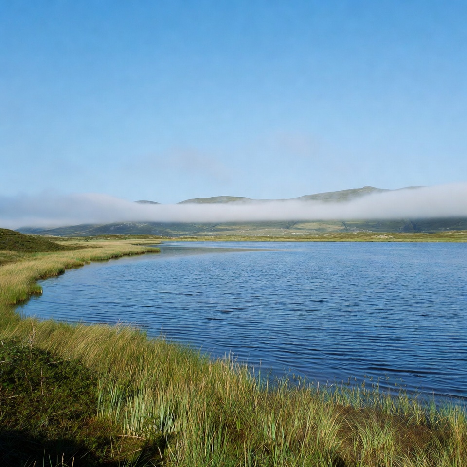 Nature scene with lake and fog Nature scene with lake and fog