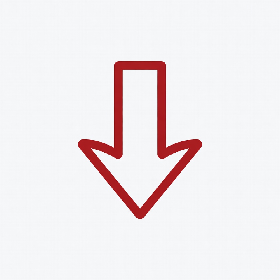 Red arrow pointing down on white background Red arrow pointing down on white background