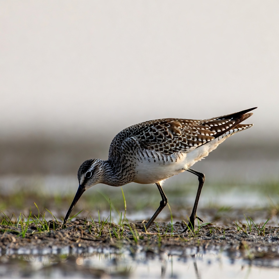 Shorebird searching for food Shorebird searching for food