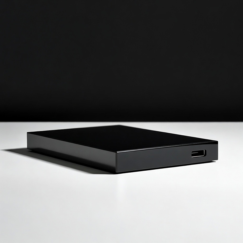 External hard drive on white surface External hard drive on white surface