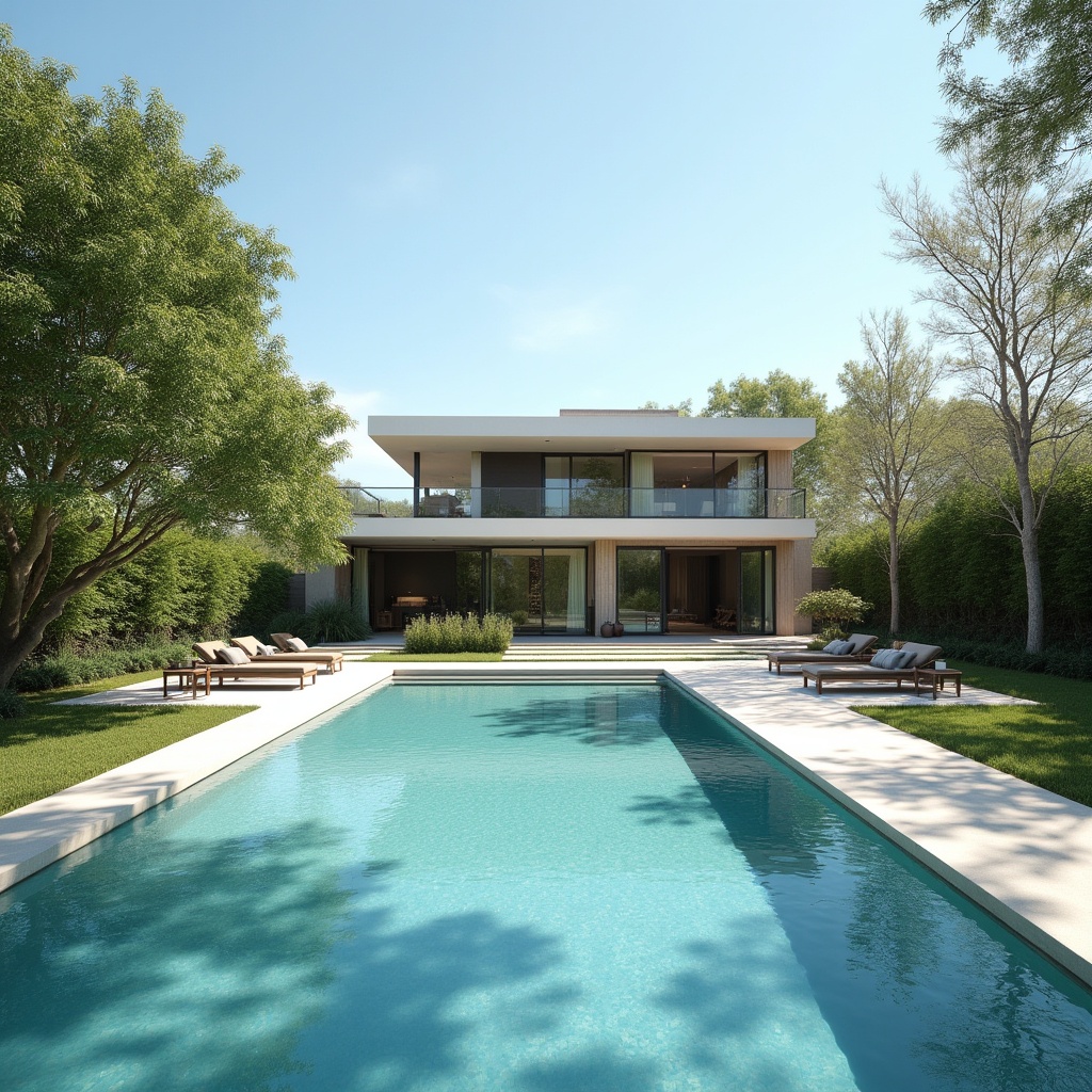 Modern house with pool in daylight Modern house with pool in daylight