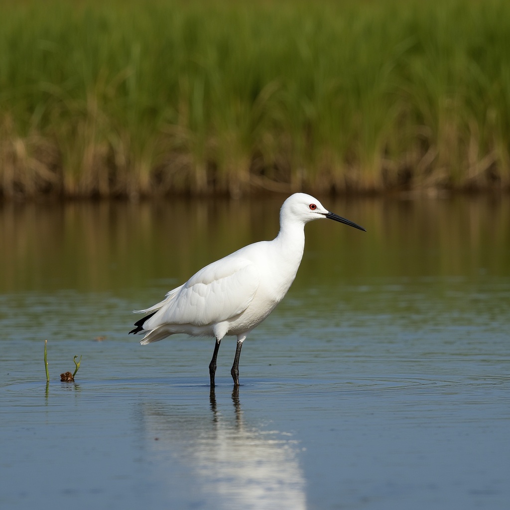 White bird stands in water White bird stands in water