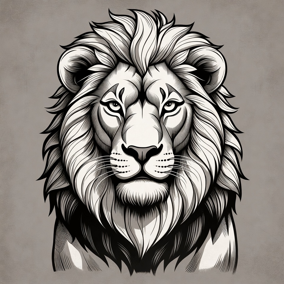 Lion portrait with detailed features Lion portrait with detailed features