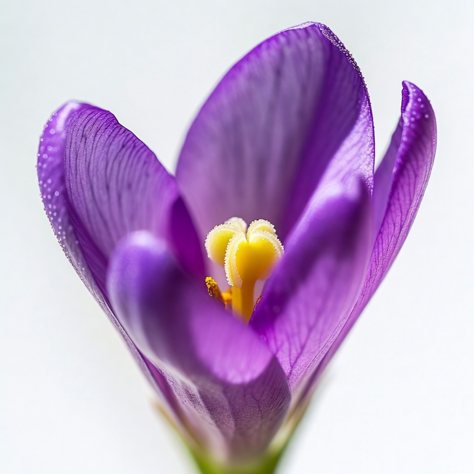 Purple flower with yellow center opens Purple flower with yellow center opens