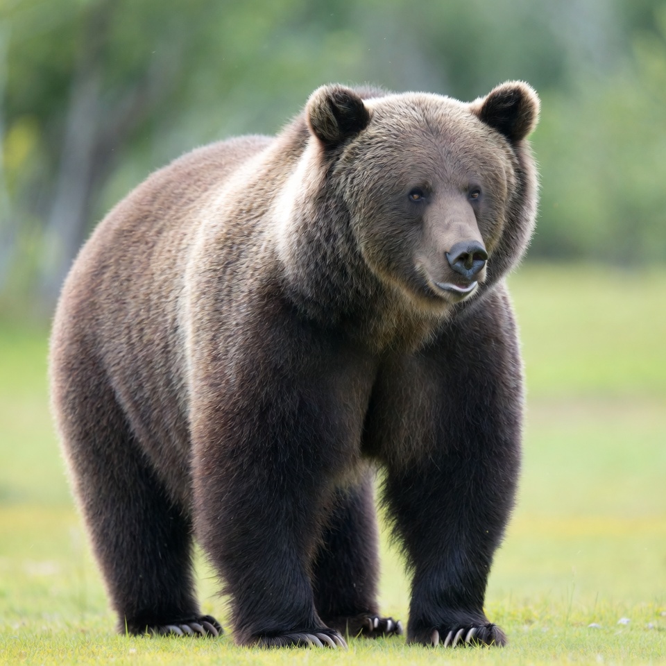 Grizzly bear in grassy field Grizzly bear in grassy field