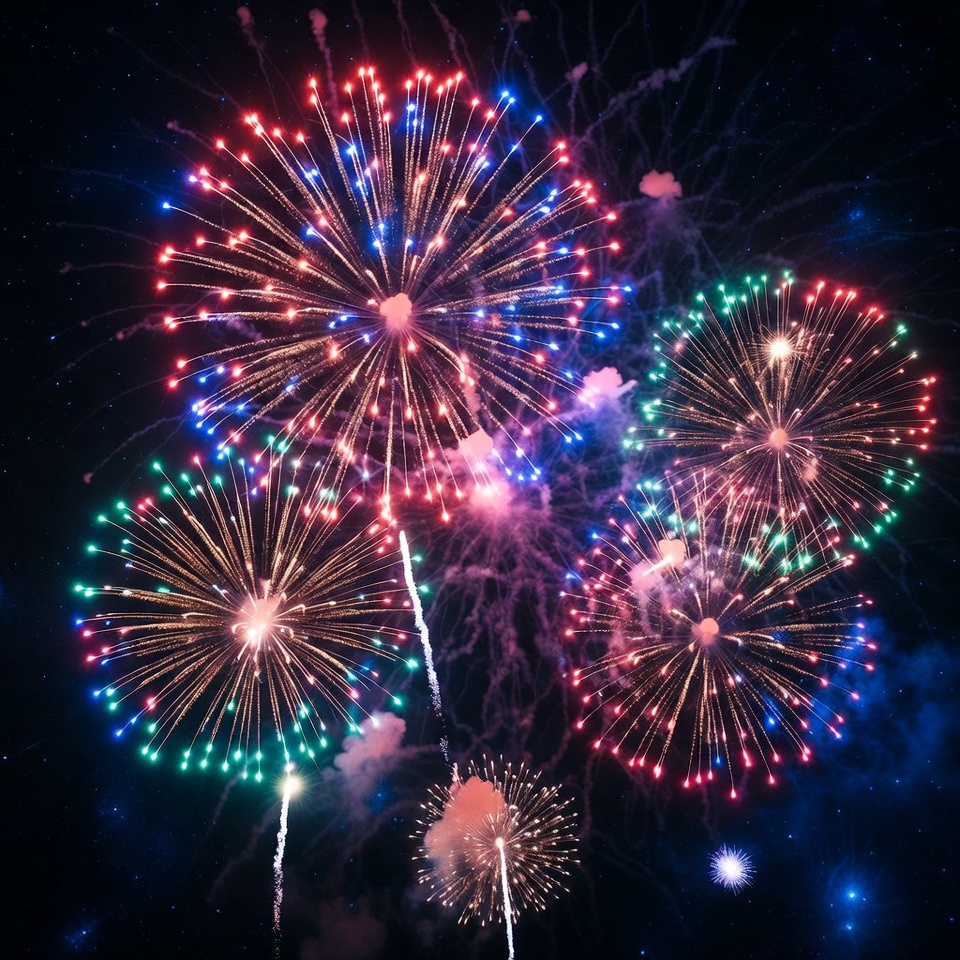 Fireworks display at night sky Fireworks display at night sky