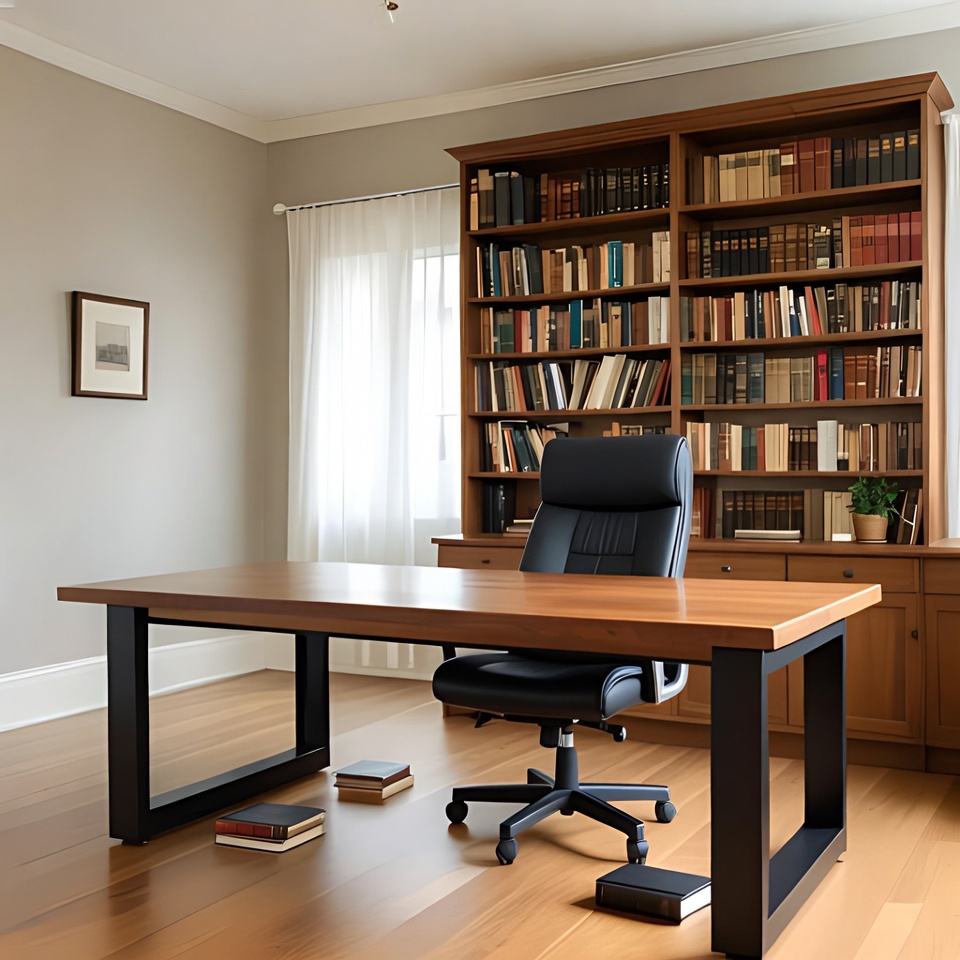 Modern office with wooden desk and chair Modern office with wooden desk and chair