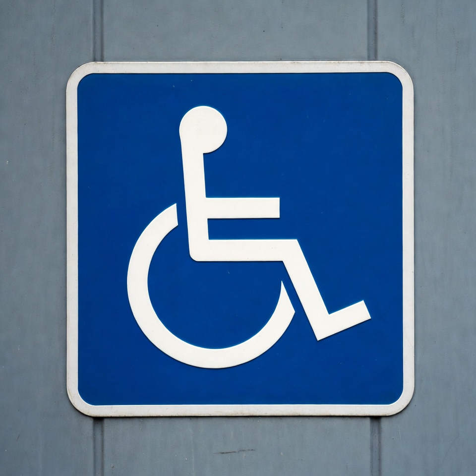 Accessibility symbol on a wall Accessibility symbol on a wall