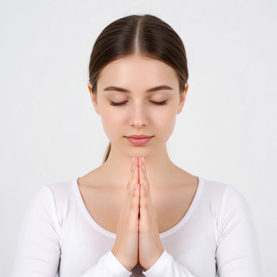 Woman practicing mindfulness in studio Woman practicing mindfulness in studio