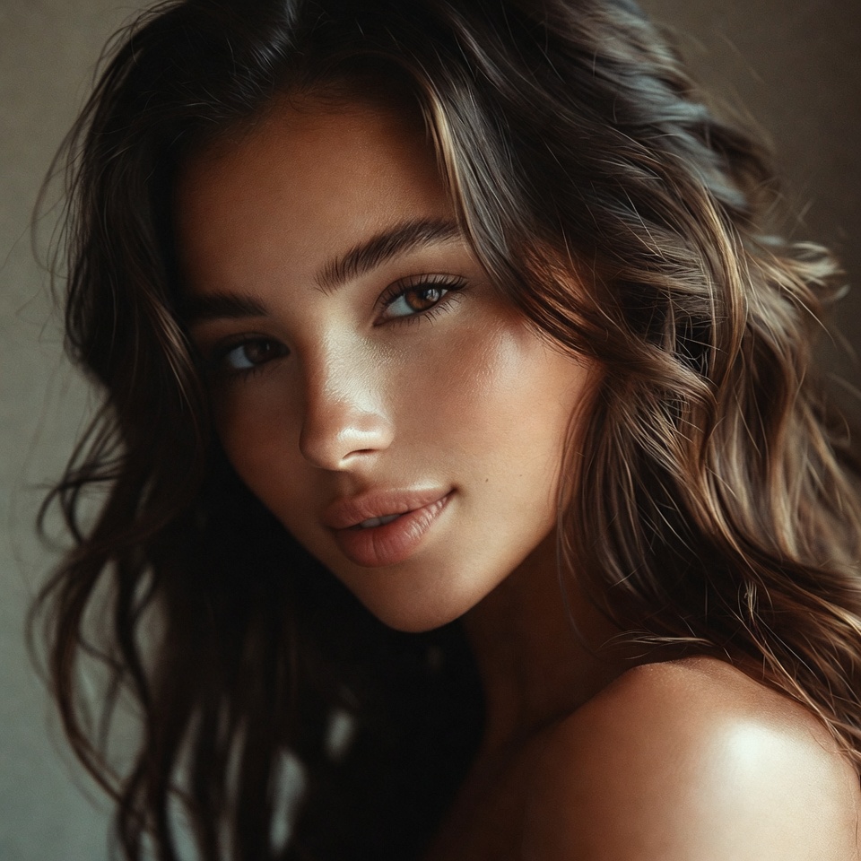 Portrait of a young woman with wavy hair Portrait of a young woman with wavy hair