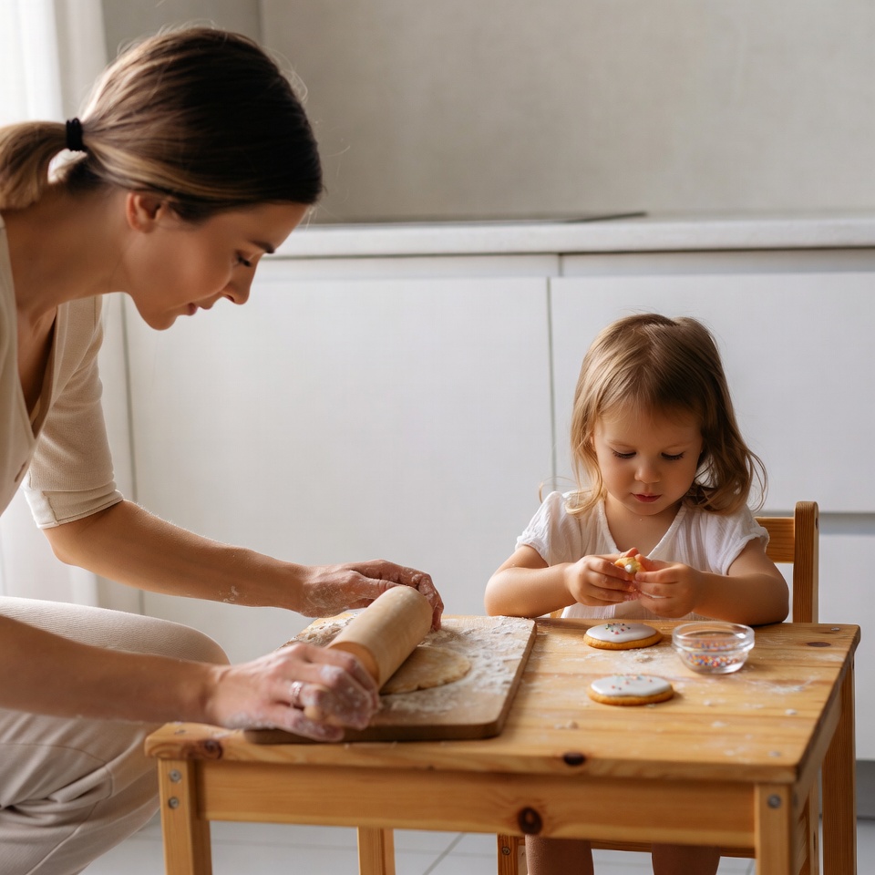 Baking cookies with a child at home Baking cookies with a child at home