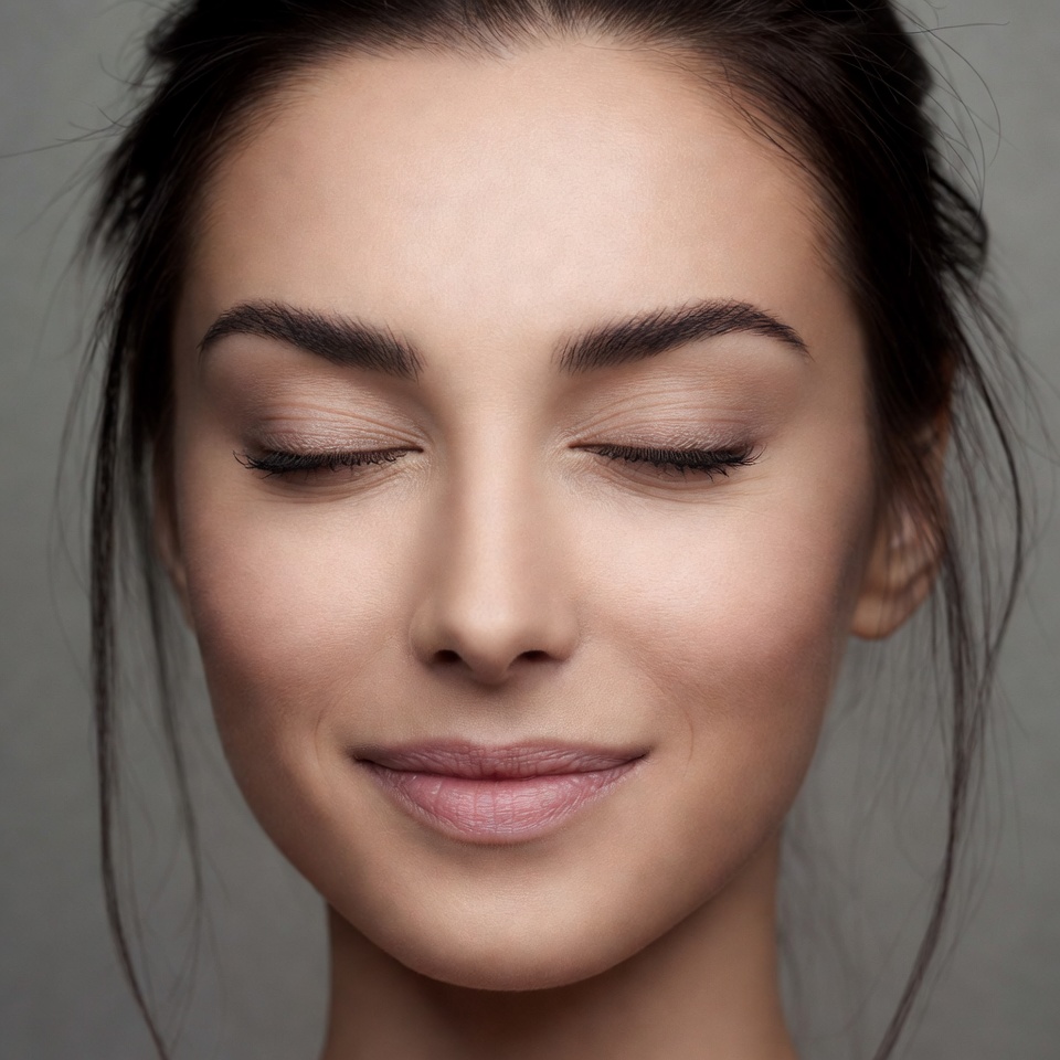 Woman with closed eyes and smile Woman with closed eyes and smile