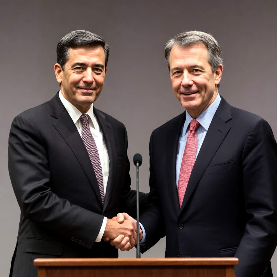 Business leaders meet for handshake event Business leaders meet for handshake event