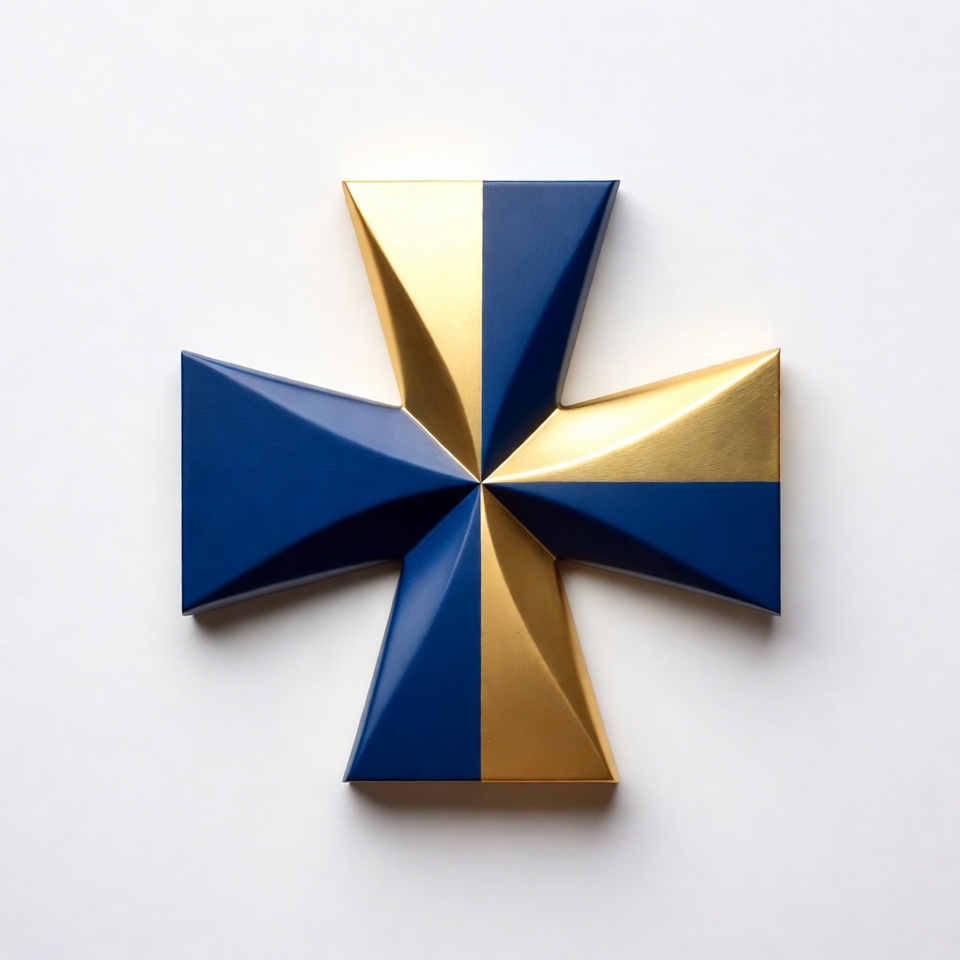 Blue and gold cross design on white background Blue and gold cross design on white background