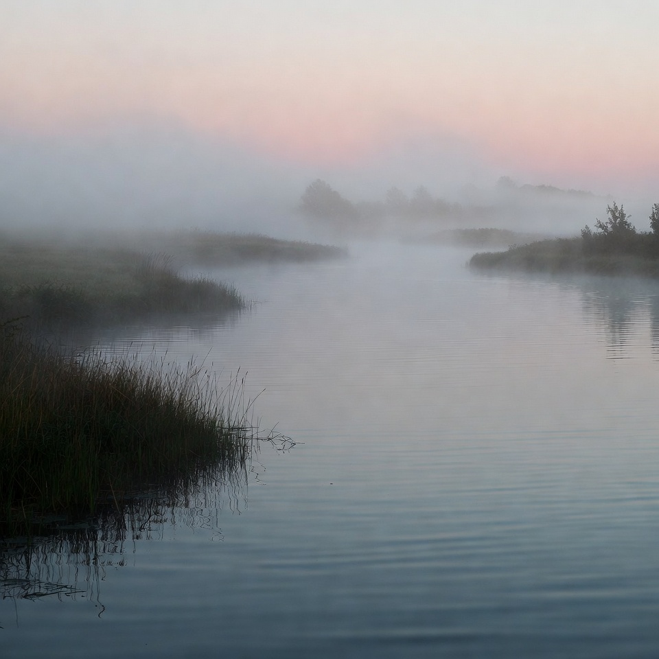 Morning fog over quiet water Morning fog over quiet water