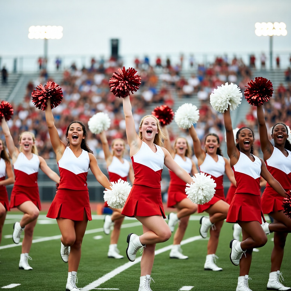 Cheerleaders perform at football game Cheerleaders perform at football game