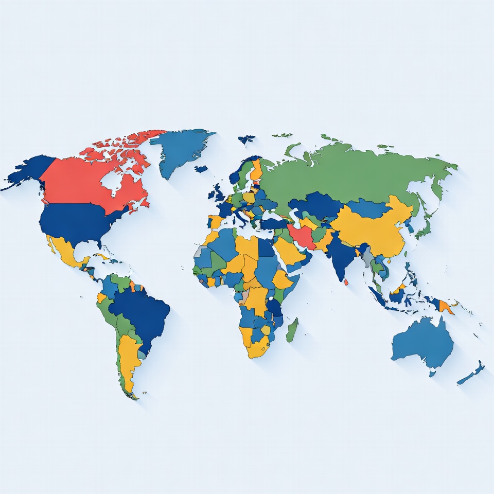 World map with country colors World map with country colors