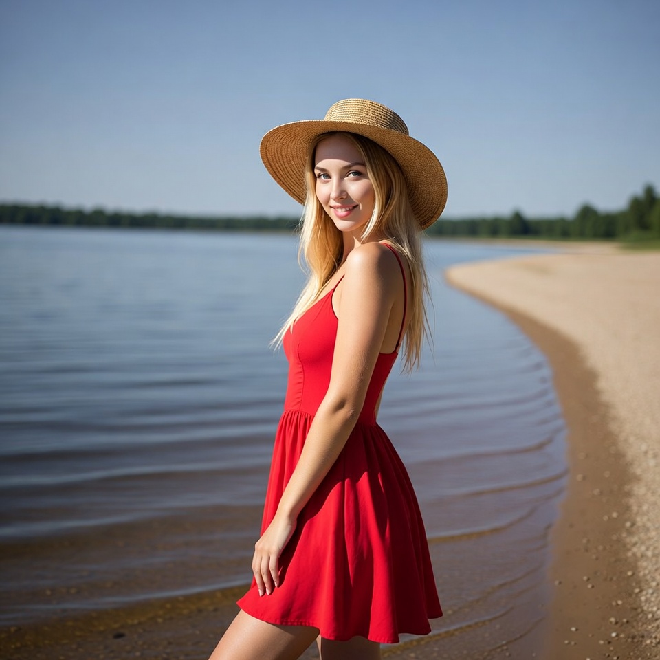 Young woman by the water Young woman by the water