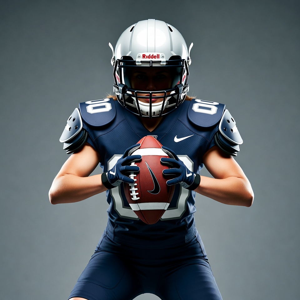 Player in football uniform holding ball Player in football uniform holding ball