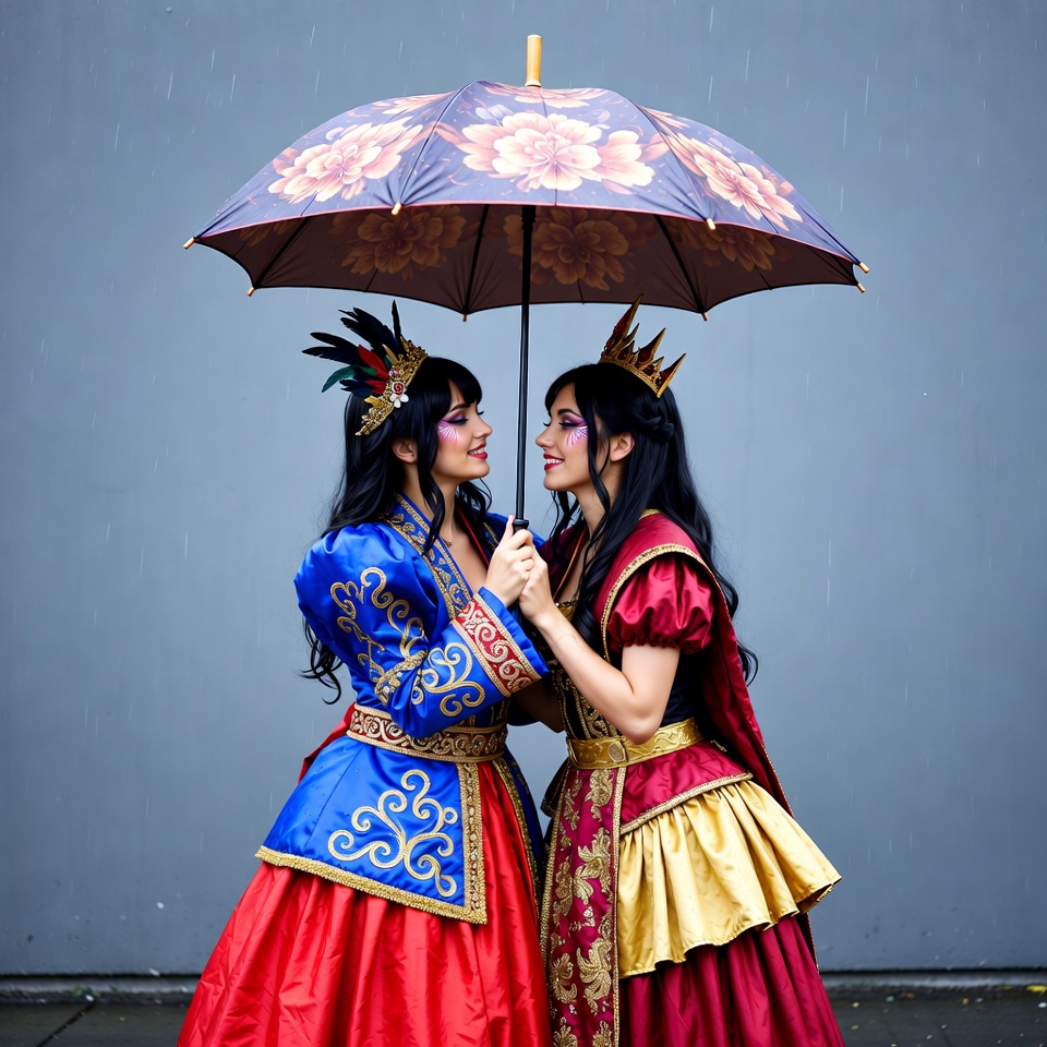Two women under an umbrella Two women under an umbrella