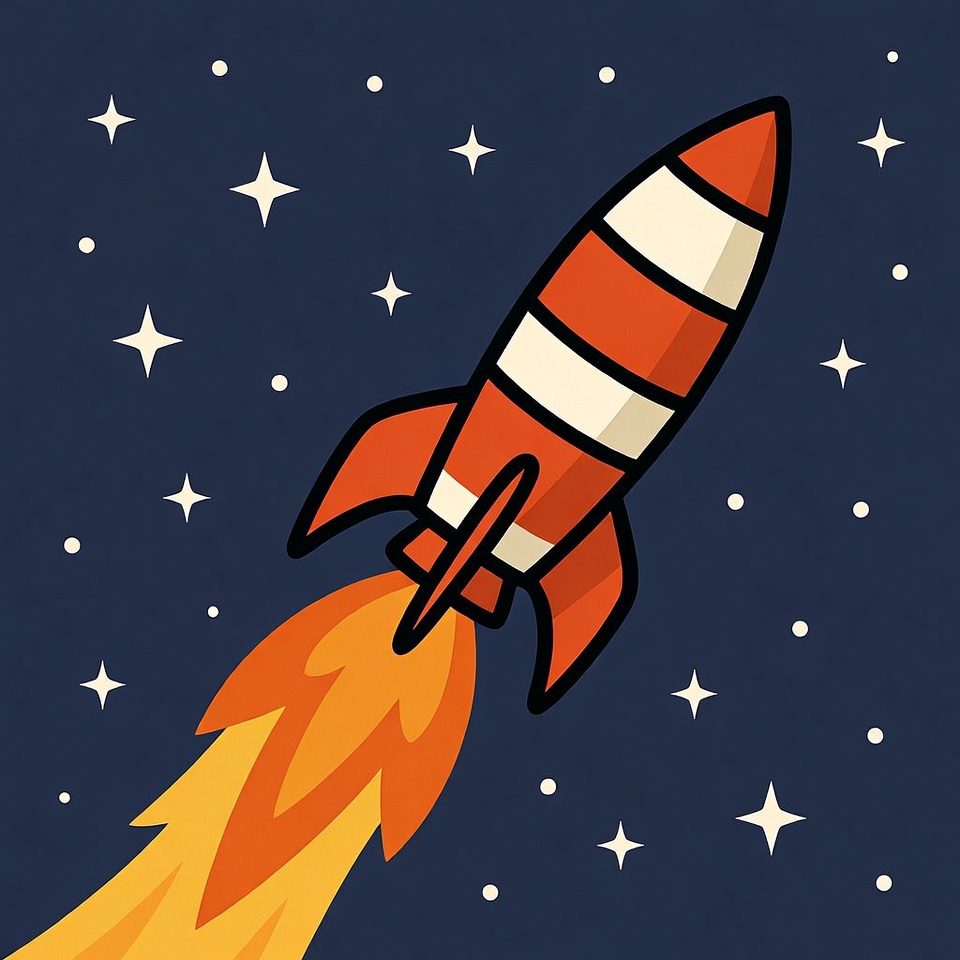 Rocket launch in outer space Rocket launch in outer space