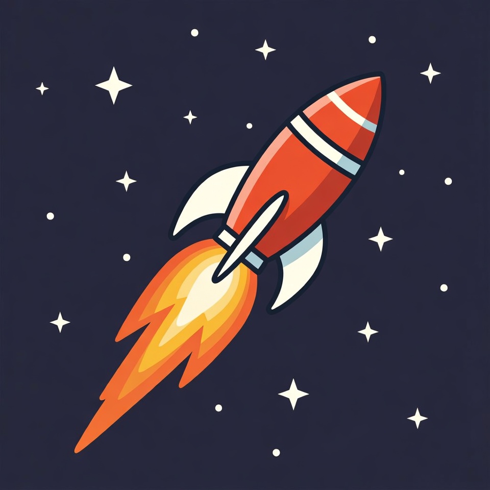 Rocket launches through space Rocket launches through space