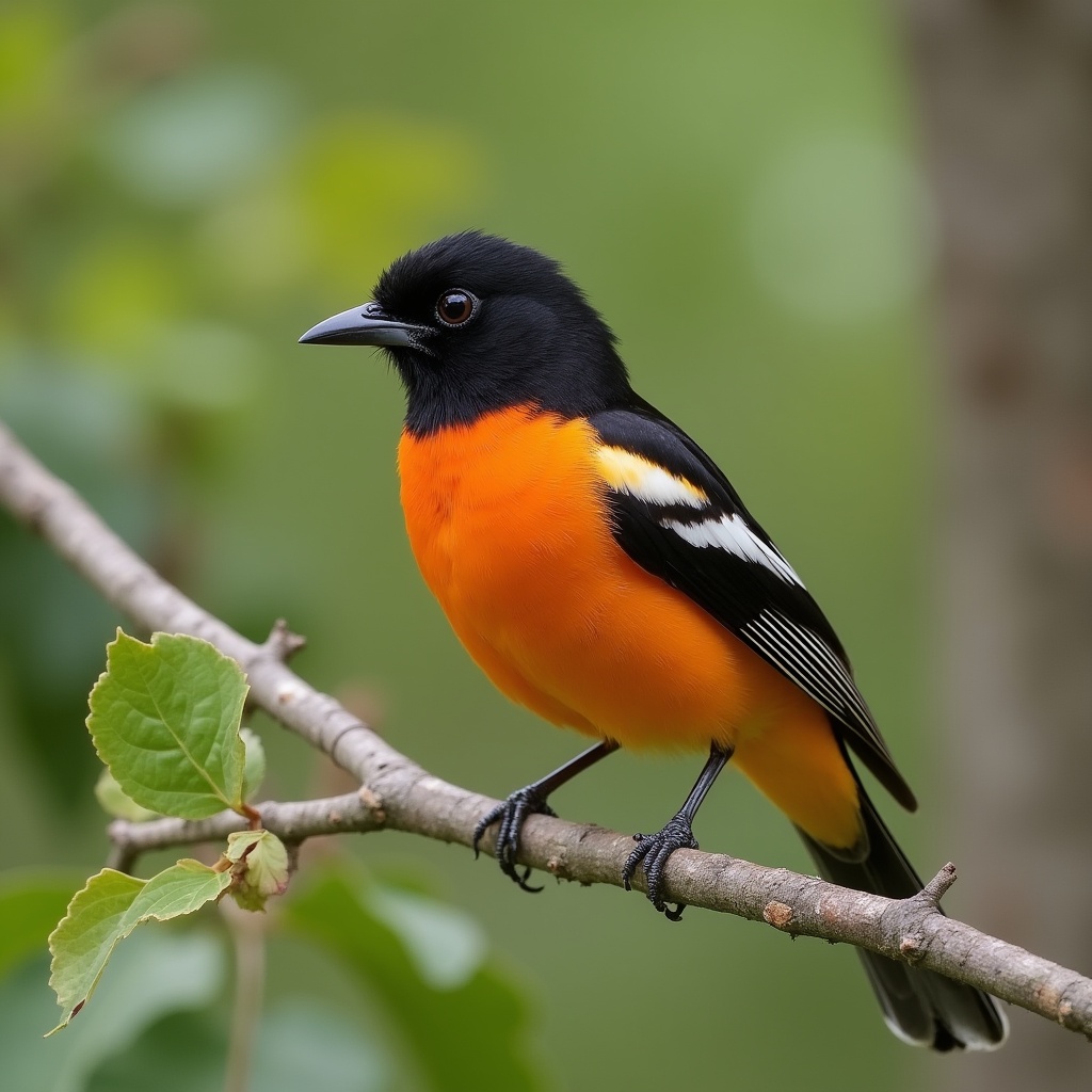 Oriole perched on branch during daylight Oriole perched on branch during daylight