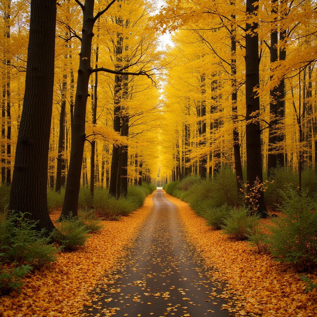 Bright autumn path in the forest Bright autumn path in the forest