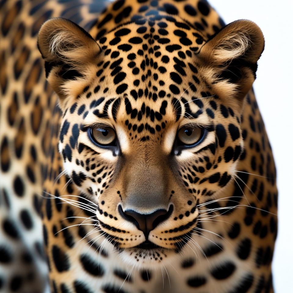 Leopard staring directly at the viewer Leopard staring directly at the viewer