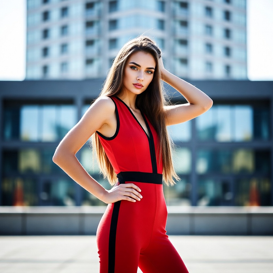 Model poses in urban setting Model poses in urban setting