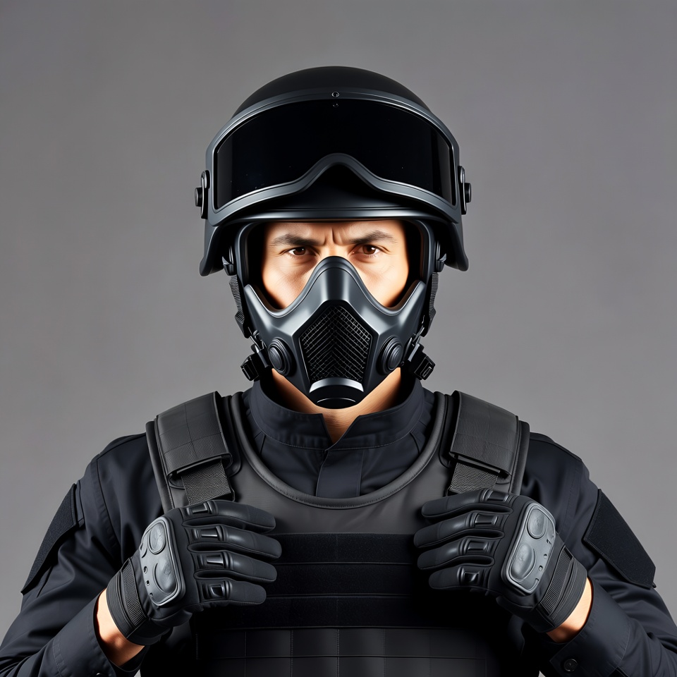 Swat team member in tactical gear Swat team member in tactical gear
