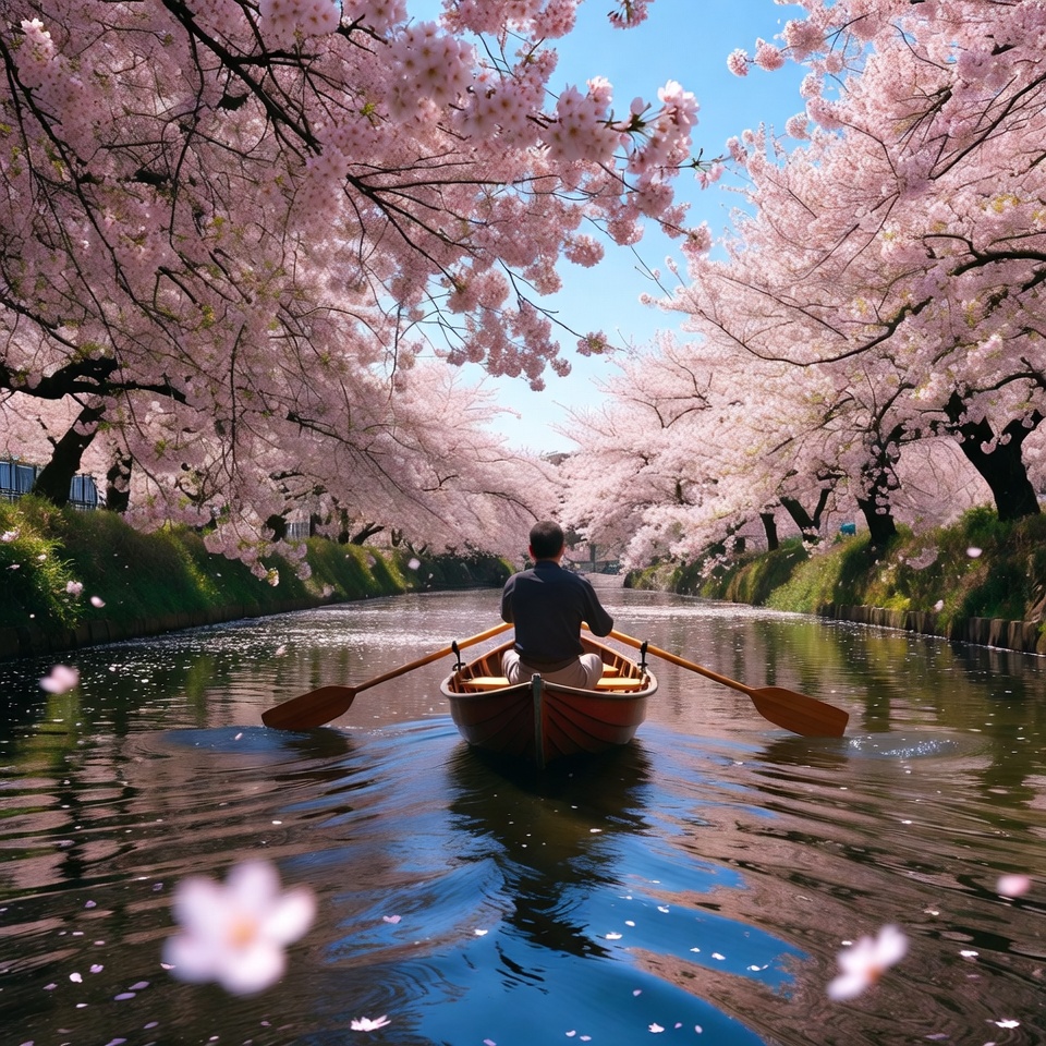 Cherry blossoms along the river Cherry blossoms along the river
