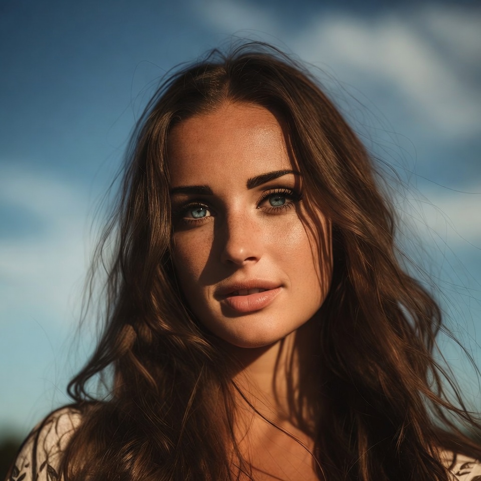 Young woman with long hair outdoors Young woman with long hair outdoors