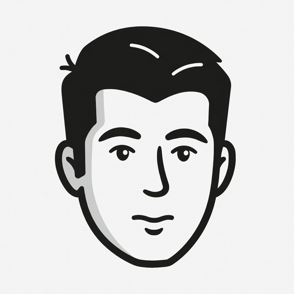 Simple black and white man face illustration Simple black and white man face illustration