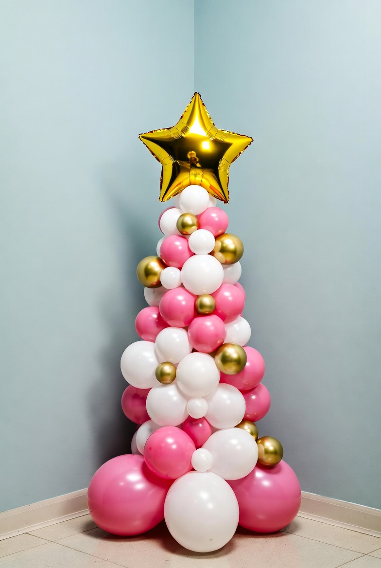 Colorful balloon decoration in a corner