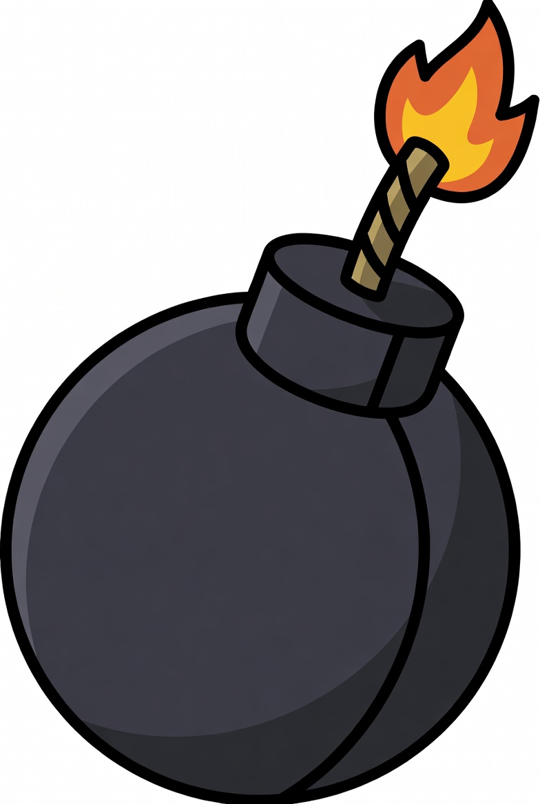Cartoon bomb with flame burning Cartoon bomb with flame burning