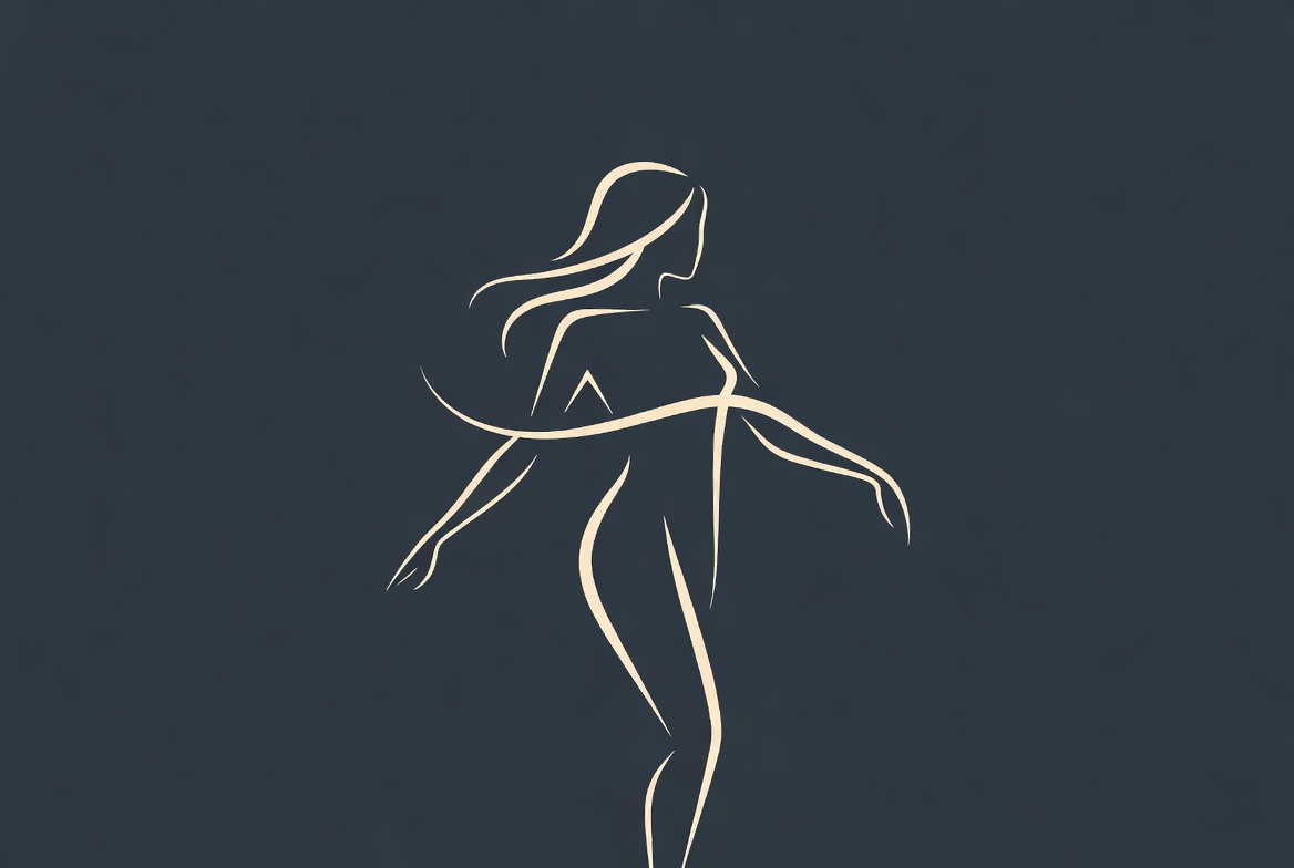 Woman dancing with flowing lines Woman dancing with flowing lines