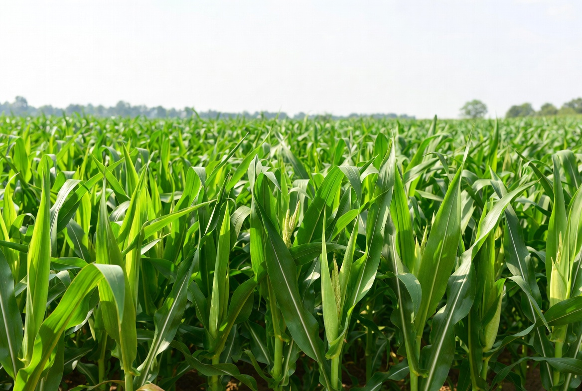 Green cornfield growing in spring Green cornfield growing in spring