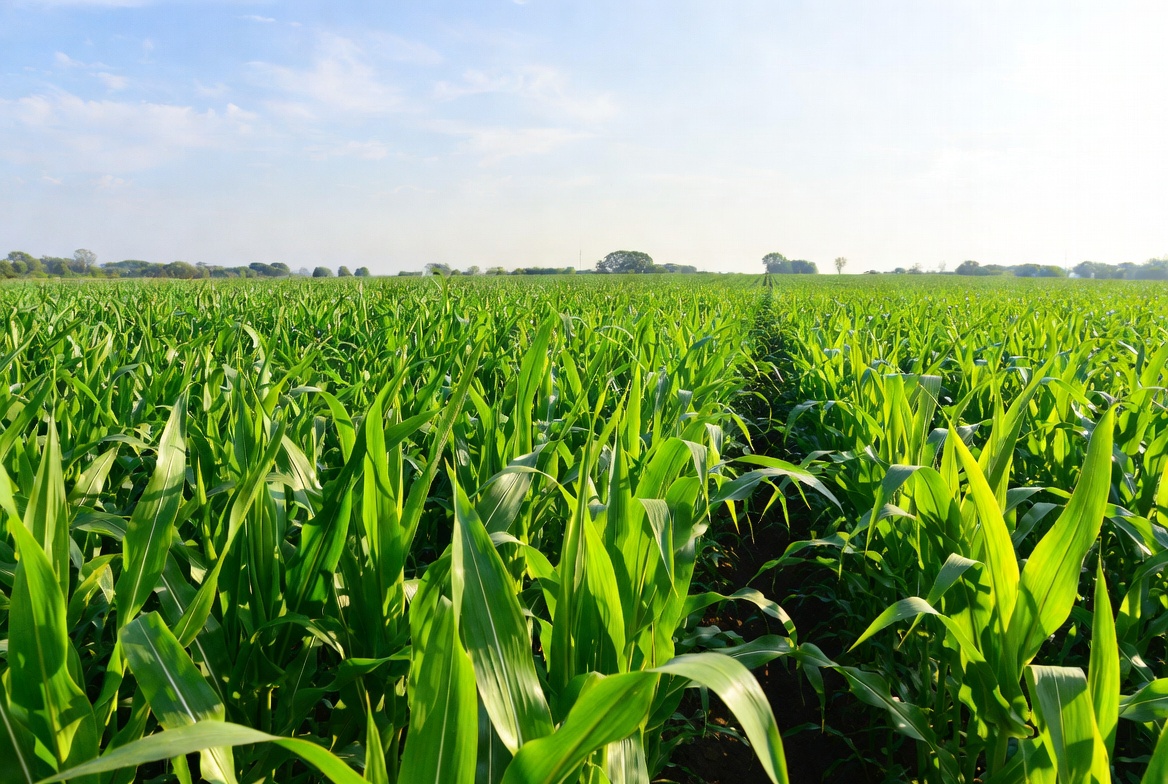 Cornfield under bright sky Cornfield under bright sky