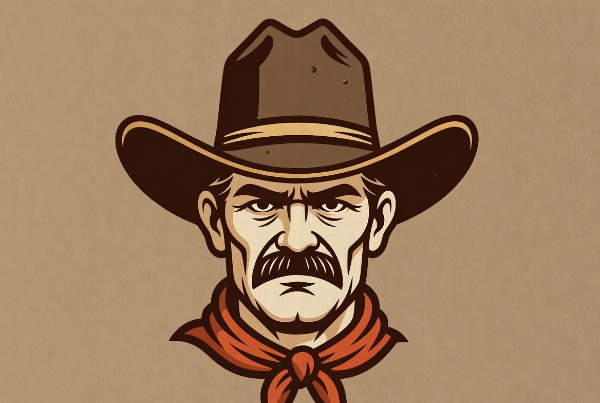 Cowboy wearing a hat and bandana Cowboy wearing a hat and bandana