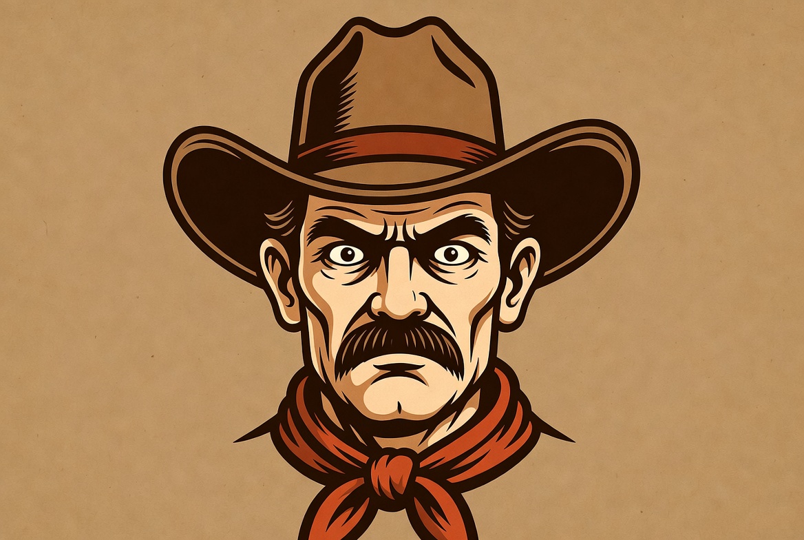 Cowboy with stern expression Cowboy with stern expression