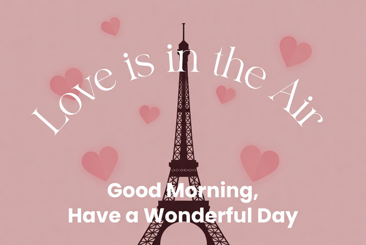 Morning greeting with eiffel tower design Morning greeting with eiffel tower design